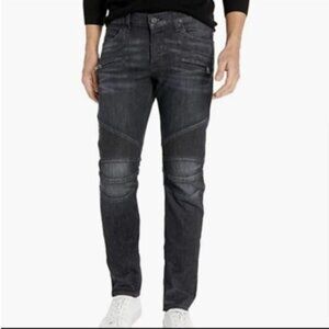 Men's 38 Hudson Ethan Biker Moto Skinny Jeans Kuban Wash StreetWear Casual Biker